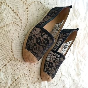 Stuart Weitzman | Meshuga Black Lace Espadrilles